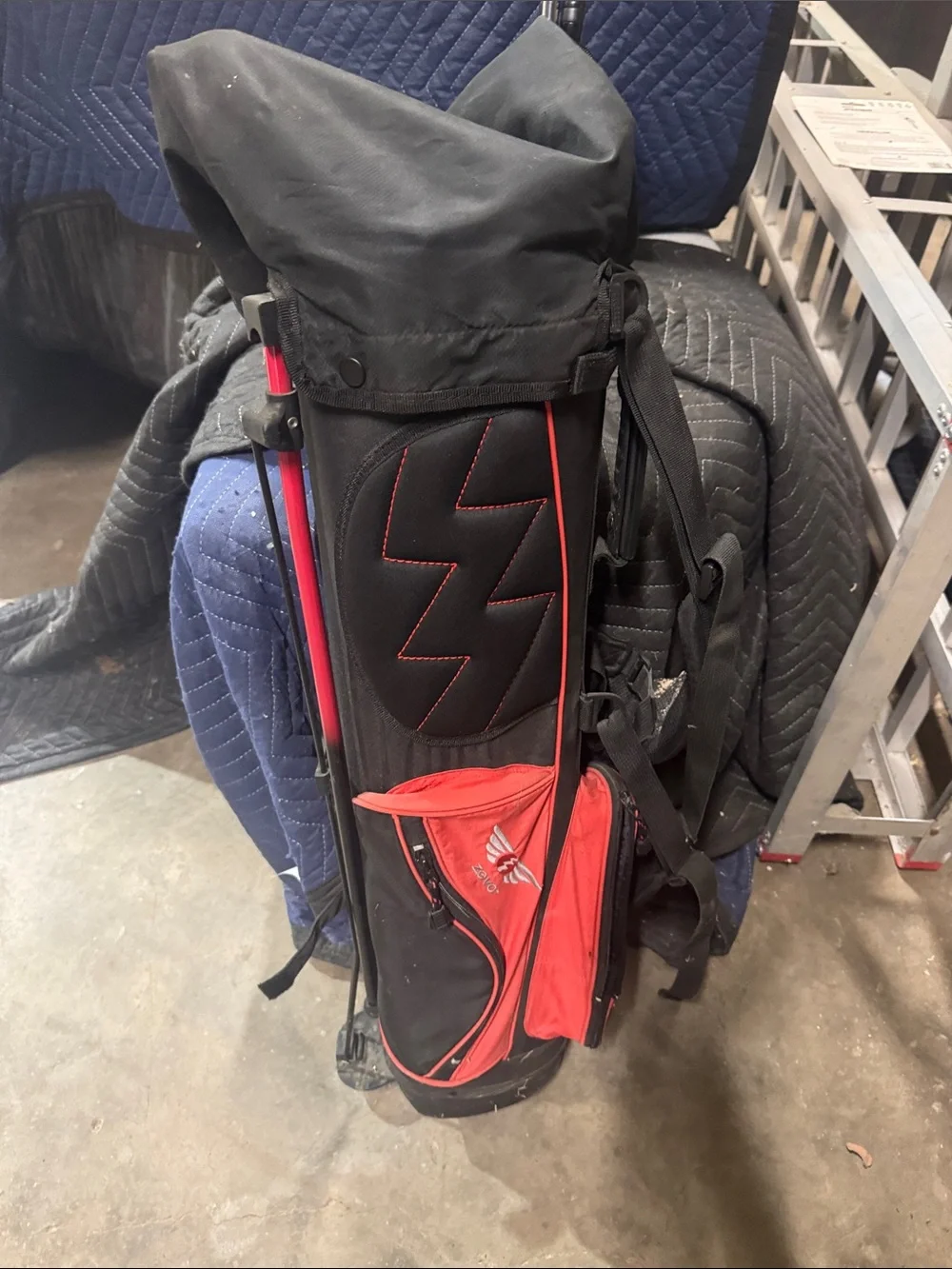 Men's Black and Red Duffel-Style Golf Carry Bag by